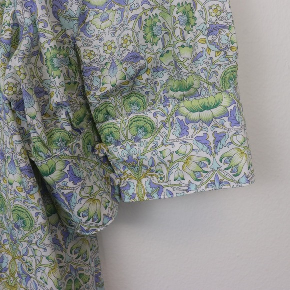 J Crew Afternoon Dress in Liberty Lodden Fabric Lg Smocked Neckline Green Blue - Picture 6 of 12